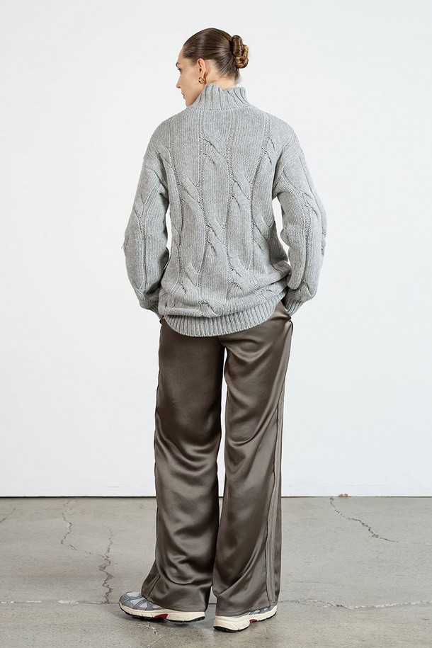 cordinary - 롱/미디팬츠 - Twill satin side tape banding pants - khaki