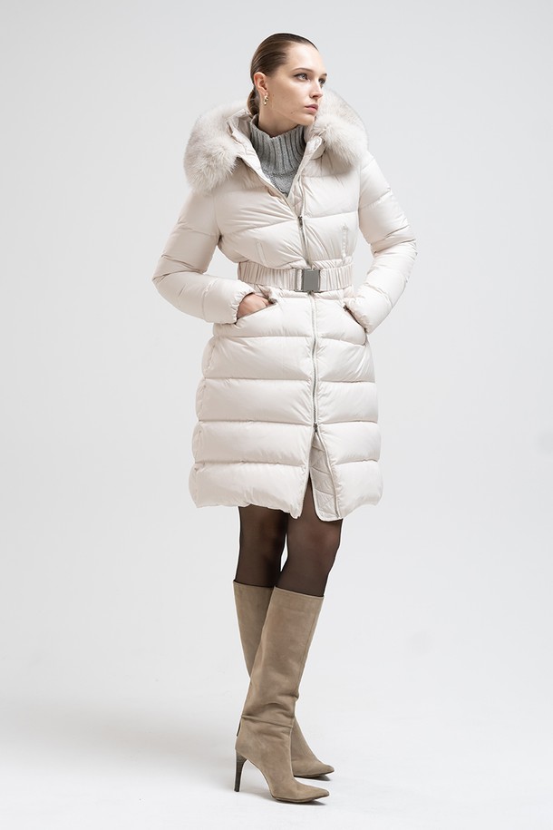 cordinary - 코트 - Goose slim silhouette padded coat - ivory