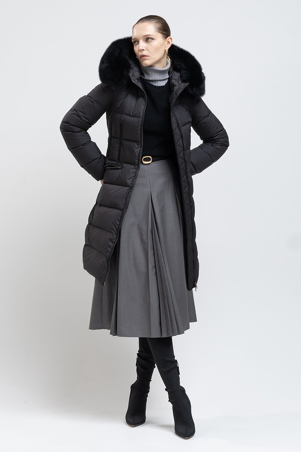 cordinary - 코트 - Goose slim silhouette padded coat - black