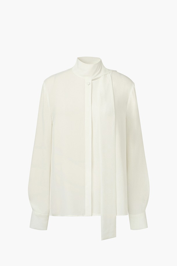 cordinary - 블라우스 - Unbalanced muffler blouse - white