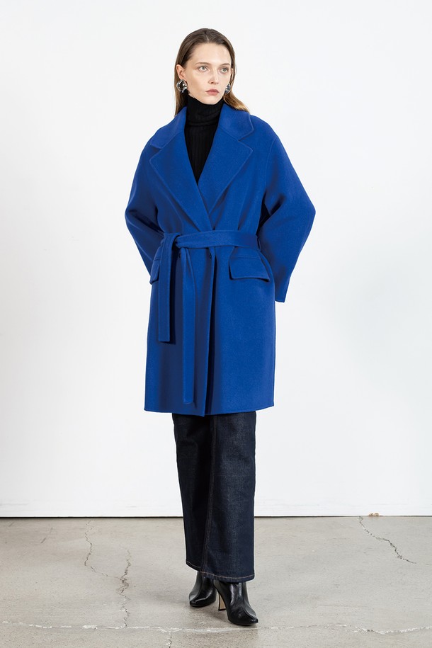 cordinary - 코트 - Wide collar double handmade half coat - blue