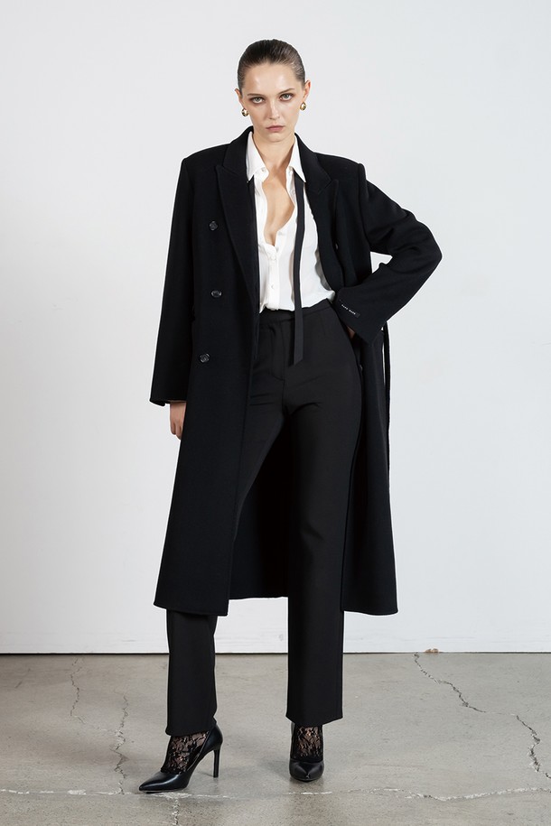 cordinary - 코트 - Stitch pointed chester collar cashmere coat - black