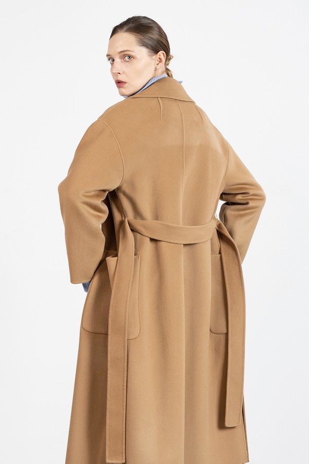 cordinary - 코트 - Robe belted feminine cashmere coat - camel