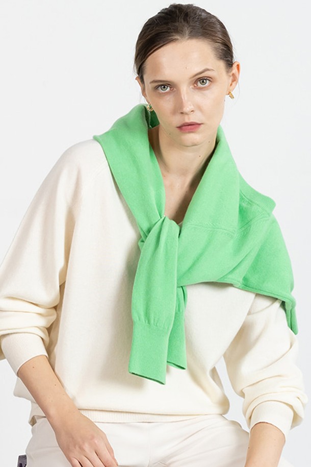 cordinary - 스웨터 - Super cashmere loose fit v-neck knitwear - green