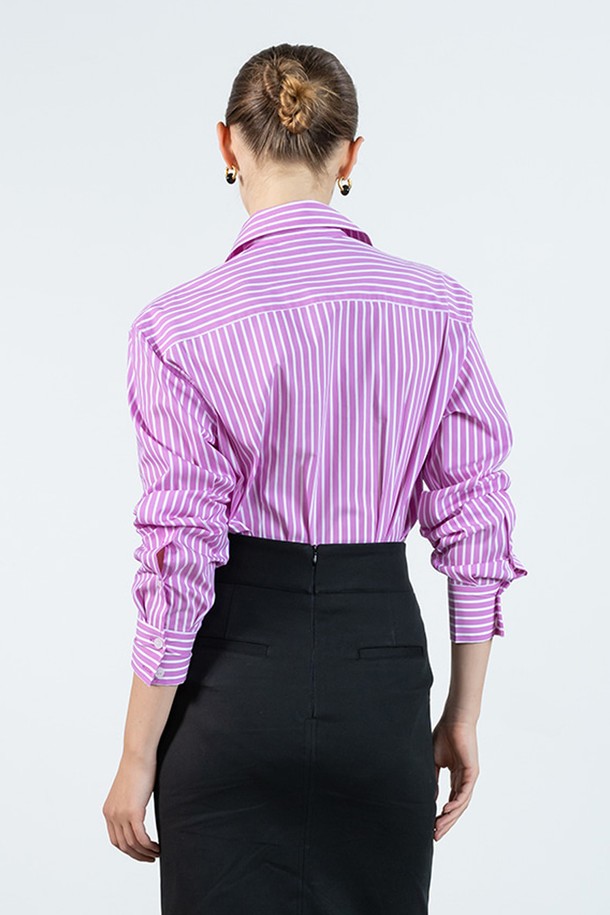 cordinary - 셔츠 - Striped semi-slimline shirt - lavender