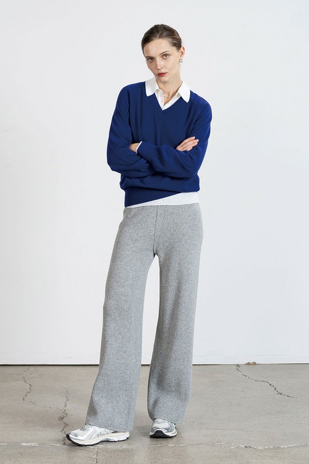 cordinary - 롱/미디팬츠 - Extra fine wool pull-on knit pants - grey