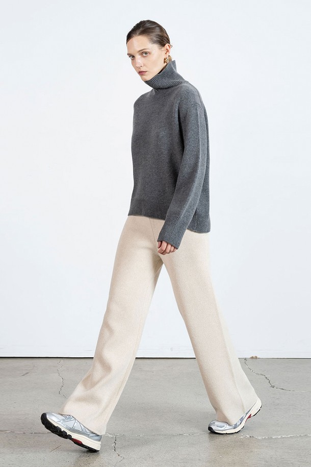 cordinary - 롱/미디팬츠 - Extra fine wool pull-on knit pants - ivory