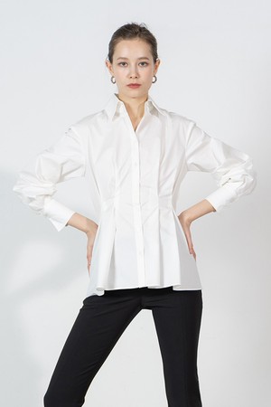 Pleats slimline shirt - white