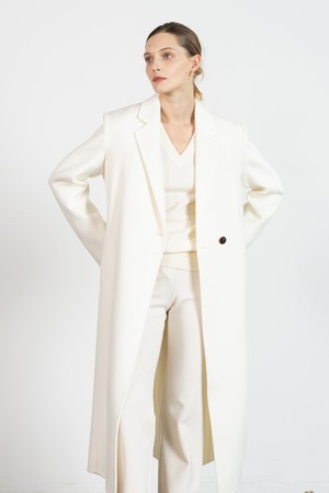 Tailoring single button wool coat - ivory