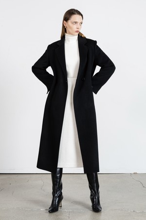 Tailoring single button wool coat - black