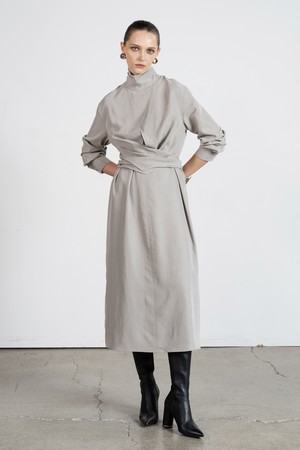 High- necked wraping dress - grey