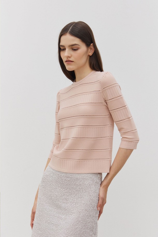 MARE DI MARI - 스웨터 - Crochet-effect knit Top Peach