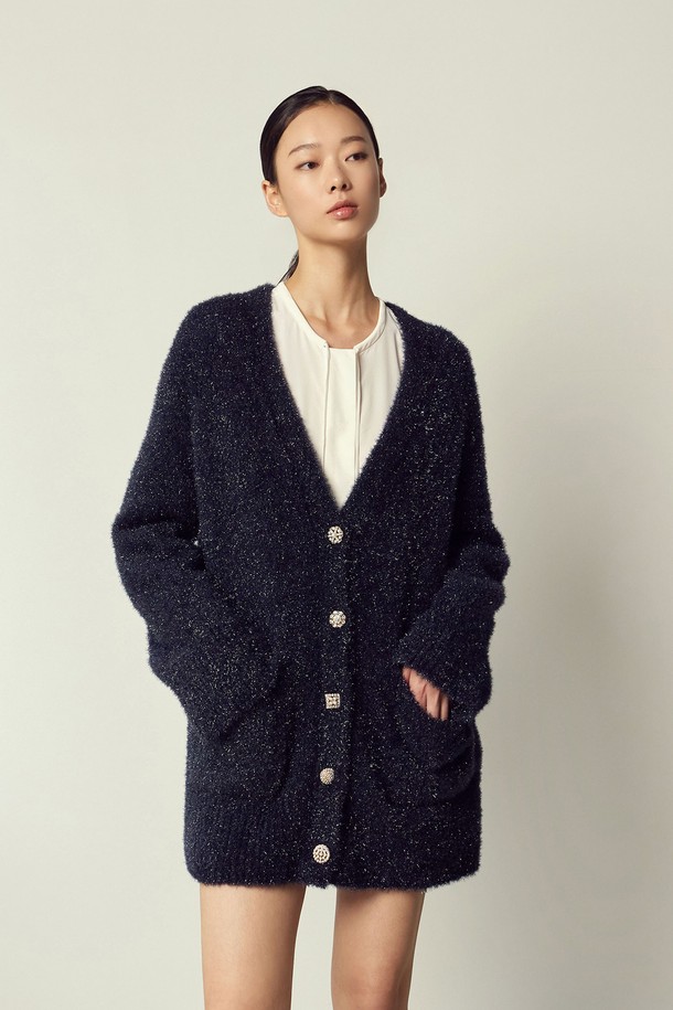 MARE DI MARI - 가디건 - Starlight Oversized Pocket Knit Cardigan Navy