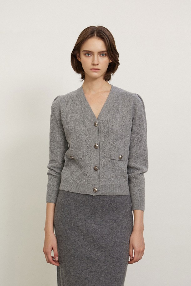 MARE DI MARI - 가디건 - Gold Button Scasi Knit Cardigan Grey