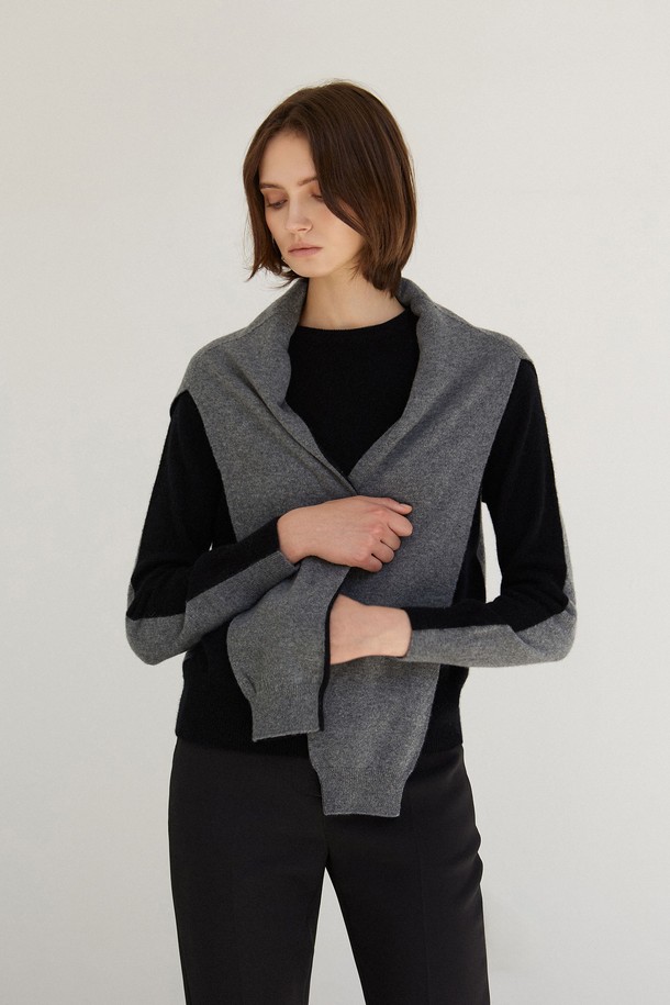 MARE DI MARI - 스카프/머플러 - Two-tone Pullover Shawl Muffler Black