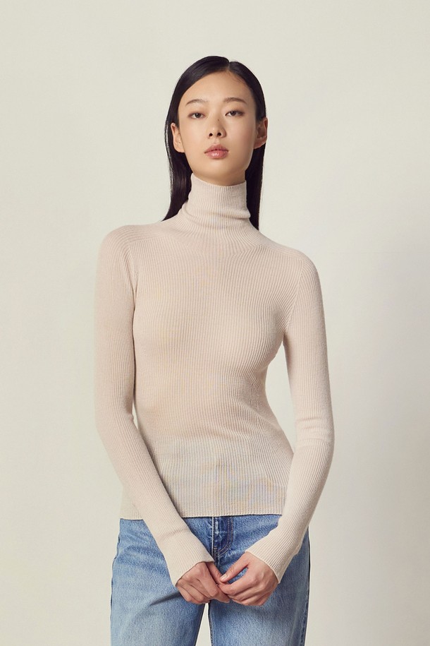 MARE DI MARI - 스웨터 - Wholegarment Turtle-neck Long Sleeve Knit Top L/Beige