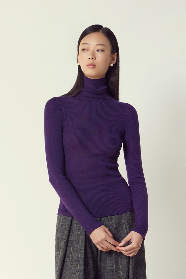 MARE DI MARI - 스웨터 - Wholegarment Turtle-neck Long Sleeve Knit Top Violet