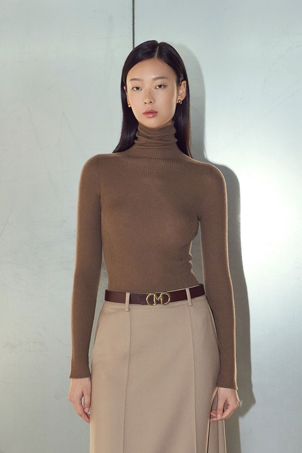 MARE DI MARI - 스웨터 - Wholegarment Turtle-neck Long Sleeve Knit Top Camel