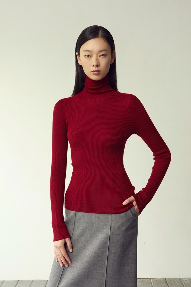 MARE DI MARI - 스웨터 - Wholegarment Turtle-neck Long Sleeve Knit Top Red