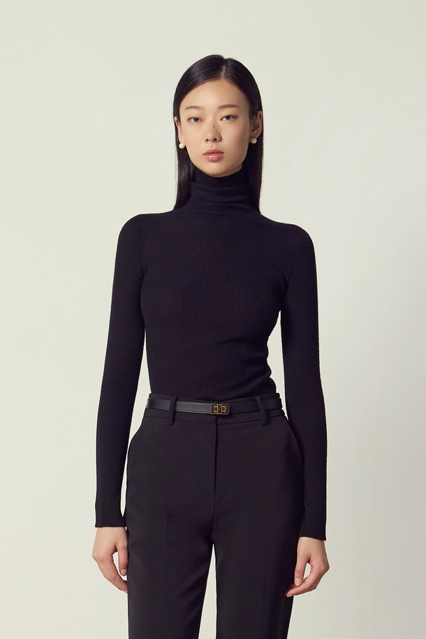 MARE DI MARI - 스웨터 - Wholegarment Turtle-neck Long Sleeve Knit Top Black