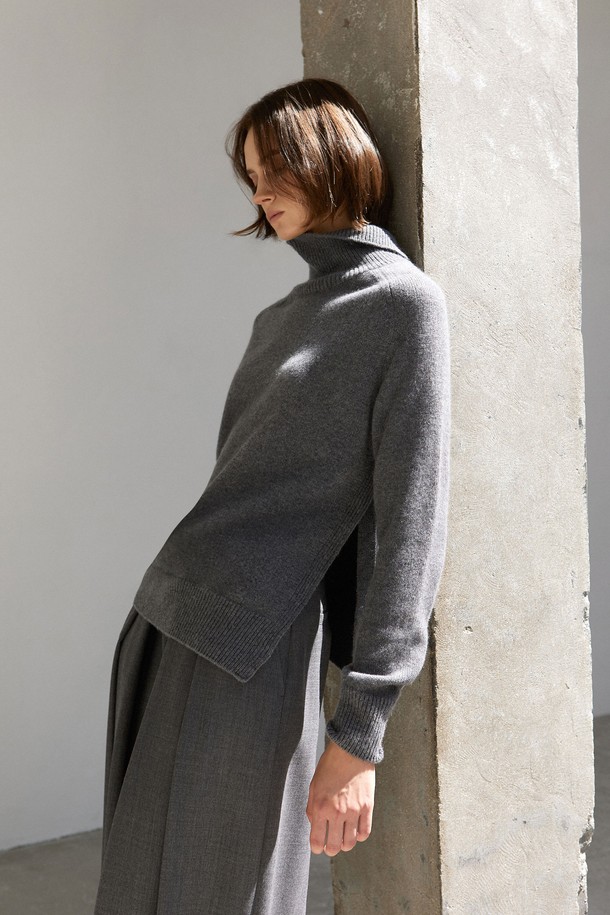 MARE DI MARI - 스웨터 - Cashmere Side Slit Knit Pullover Grey