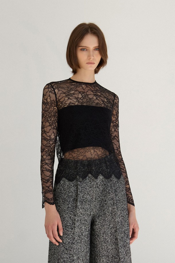 MARE DI MARI - 블라우스 - Lace See-through Blouse Black