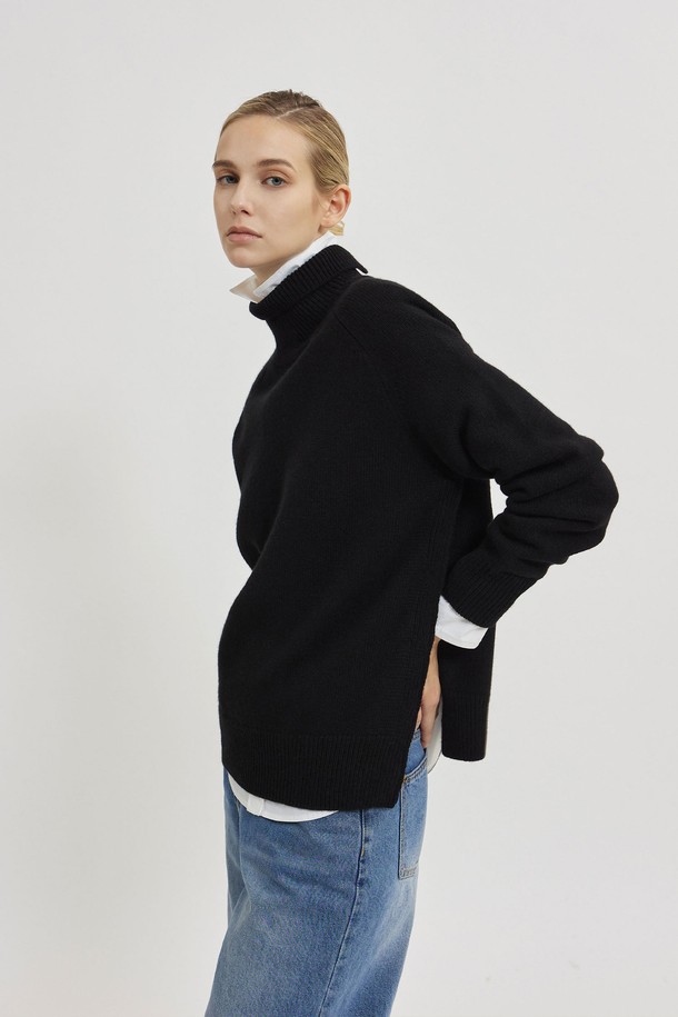 MARE DI MARI - 스웨터 - Cashmere Side Slit Knit Pullover Black