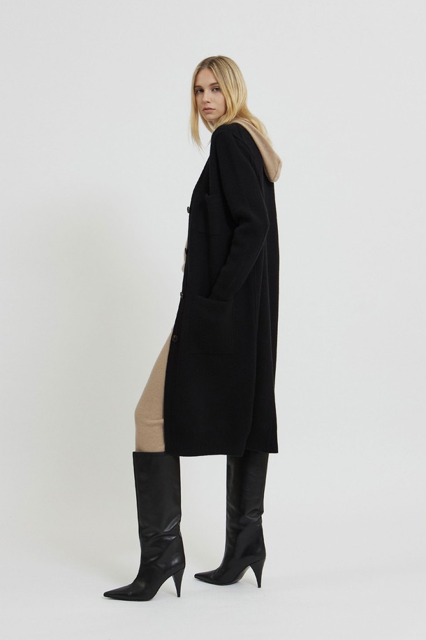 MARE DI MARI - 가디건 - Cashmere Blend Long Knit Cardigan Black