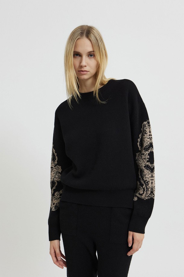 MARE DI MARI - 스웨터 - Jacquard Point Knit Pullover Black