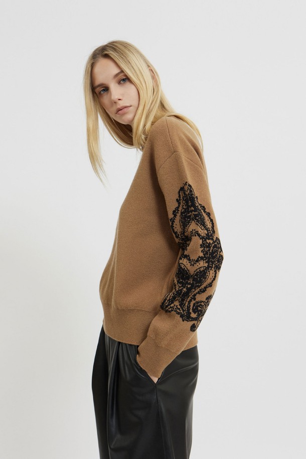 MARE DI MARI - 스웨터 - Jacquard Point Knit Pullover Camel