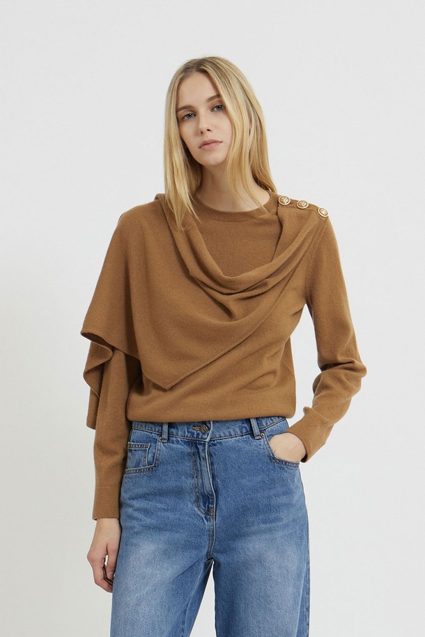 MARE DI MARI - 스웨터 - Scarf Detail Knit Pullover Camel