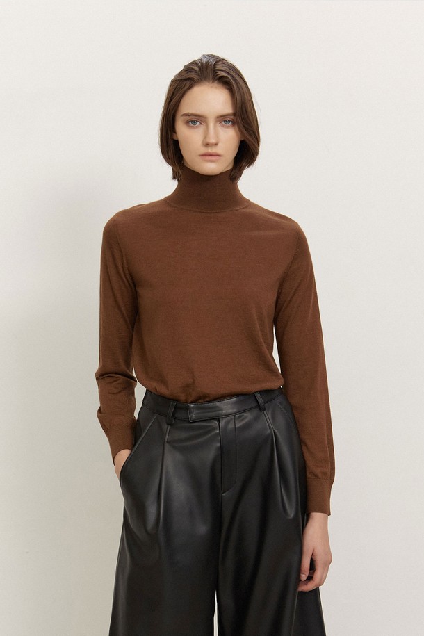 MARE DI MARI - 터틀넥 - Silk Cashmere High Neck Knit Deep Camel