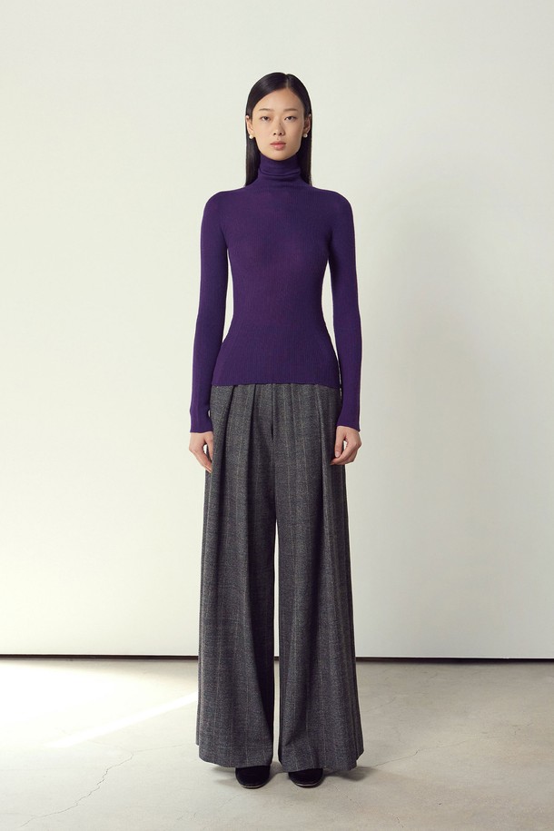 MARE DI MARI - 롱/미디팬츠 - Check Wide Leg Pants Blue