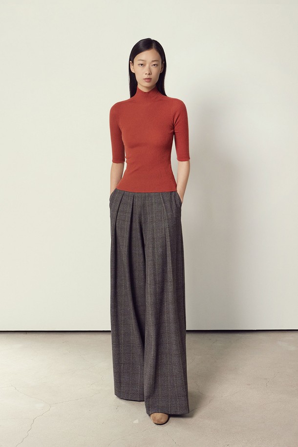 MARE DI MARI - 롱/미디팬츠 - Check Wide Leg Pants Brown