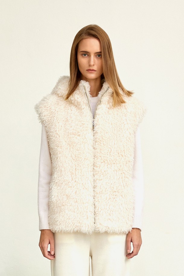 MARE DI MARI - 점퍼 - Textured Hoodie Vest Ivory