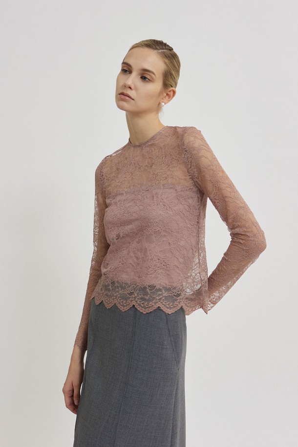 MARE DI MARI - 블라우스 - Lace See-through Blouse Pink