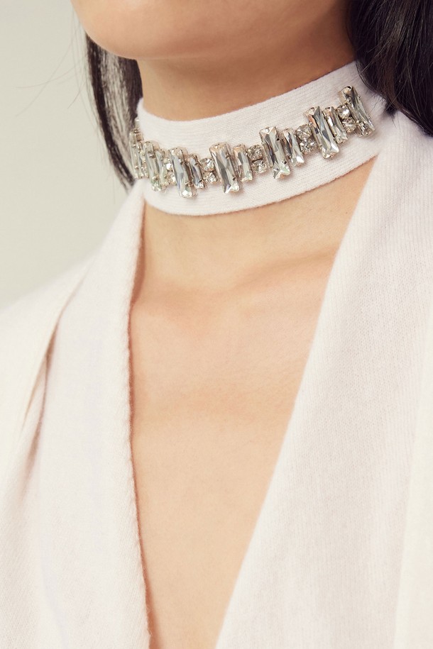 MARE DI MARI - 스카프/머플러 - Cashmere & Glass Bead Choker Ivory