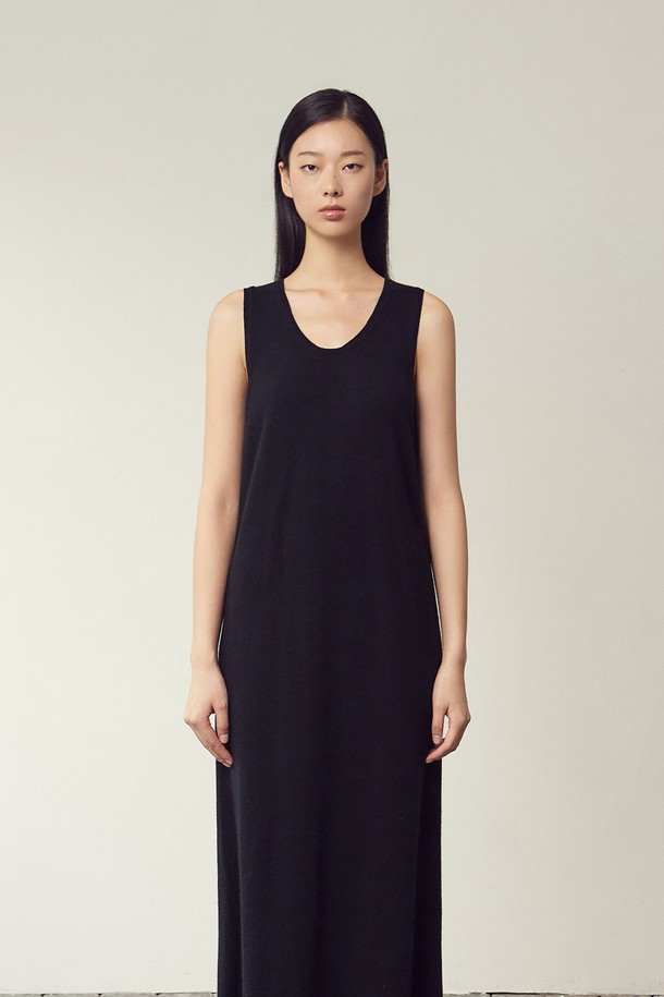 MARE DI MARI - 민소매 원피스 - Cashmere 100% String Point Long Dress Black