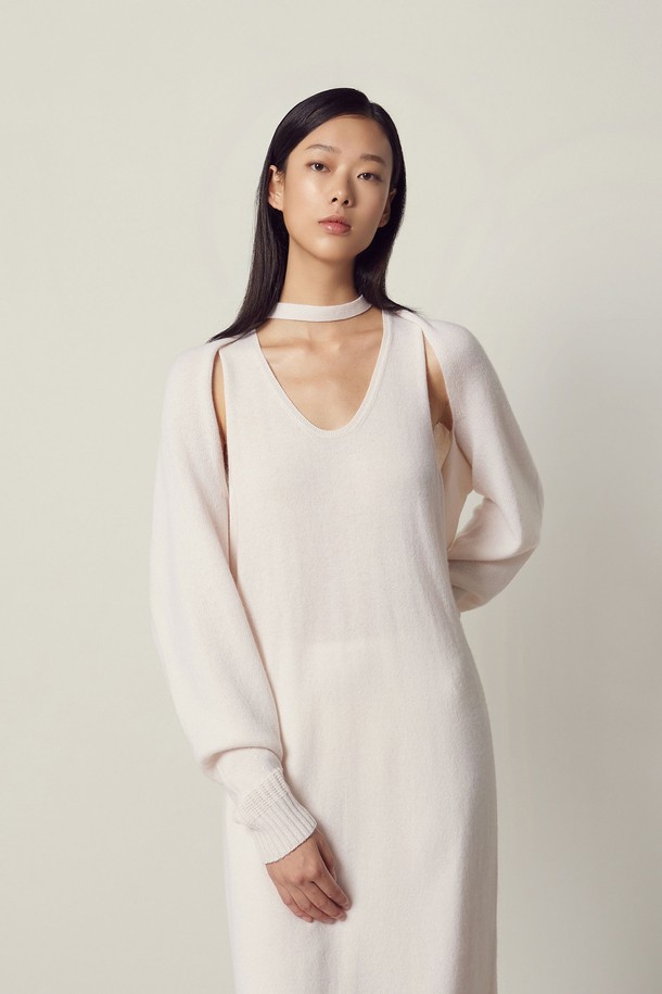 MARE DI MARI - 가디건 - Cashmere 100% Bolero Knit Cardigan Ivory