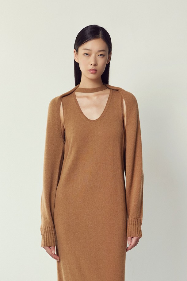 MARE DI MARI - 가디건 - Cashmere 100% Bolero Knit Cardigan Camel