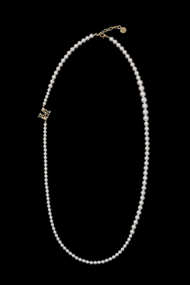 MARE DI MARI - 목걸이 - Signature M Logo Pearl Long Necklace White