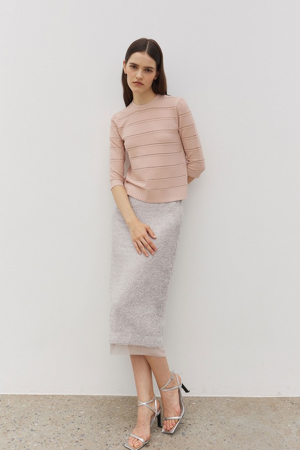 MARE DI MARI - 스웨터 - Crochet-effect knit Top Peach