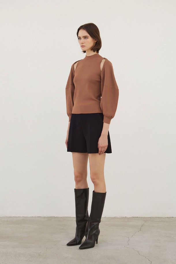 MARE DI MARI - 가디건 - Layered Bolero Knit Cardigan Brown