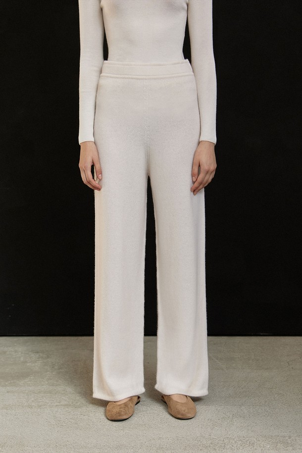 MARE DI MARI - 롱/미디팬츠 - Wide-Leg Cashmere 100% Pants Ivory