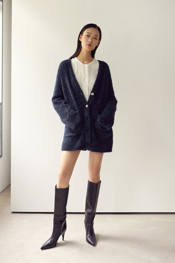 MARE DI MARI - 가디건 - Starlight Oversized Pocket Knit Cardigan Navy