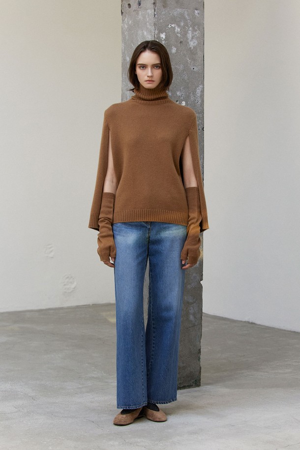 MARE DI MARI - 스웨터 - Cashmere Turtle-neck Knit Cape Pullover Camel