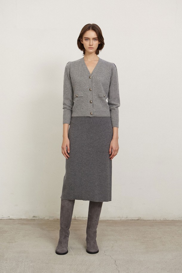 MARE DI MARI - 가디건 - Gold Button Scasi Knit Cardigan Grey