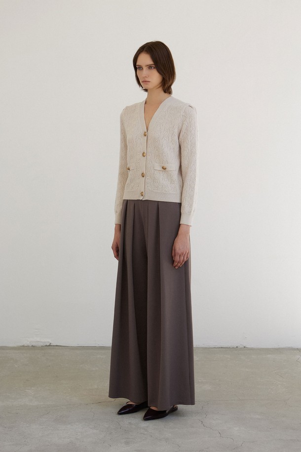 MARE DI MARI - 가디건 - Gold Button Scasi Knit Cardigan Light Beige