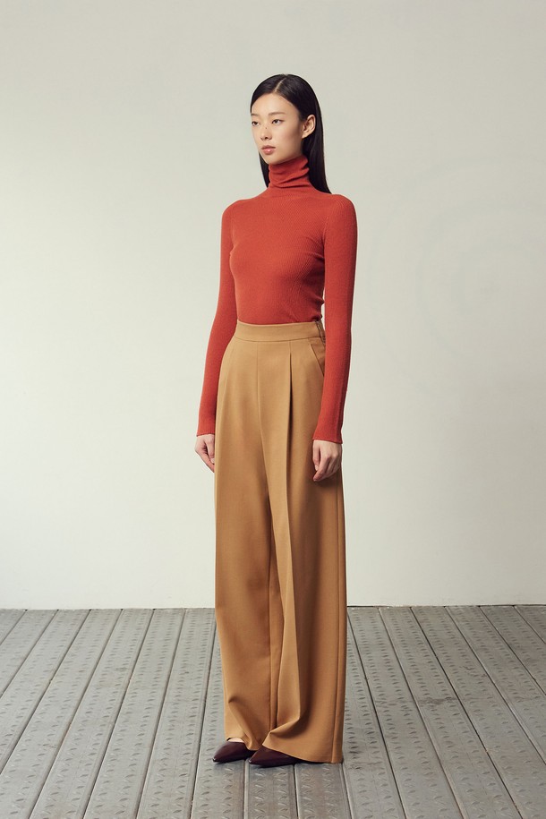 MARE DI MARI - 스웨터 - Wholegarment Turtle-neck Long Sleeve Knit Top Dark Orange