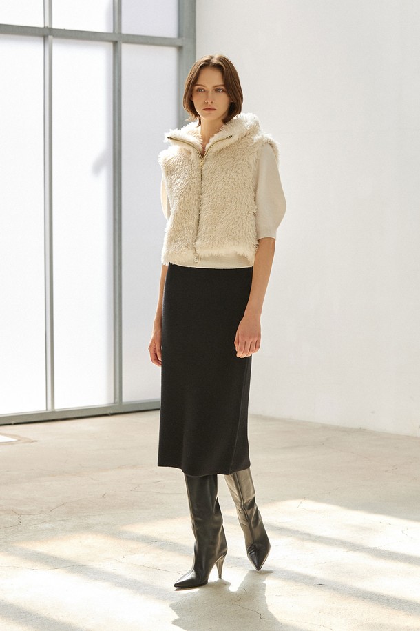 MARE DI MARI - 점퍼 - Textured Cropped Hoodie Vest Ivory